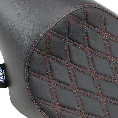 DS Black Vinyl Red Double Diamond Stitch Low Solo Seat