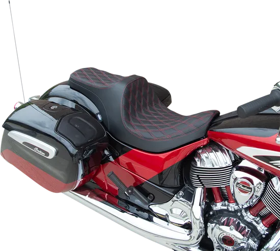 DS Black Vinyl Red Diamond Stitch Forward 2 Up Predator Seat