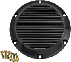 Joker Billet Aluminum Derby Cover Finned Black w Mount