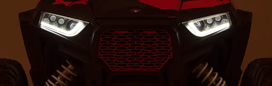 Moose Black LED Headlights with Halo Left Right Pair