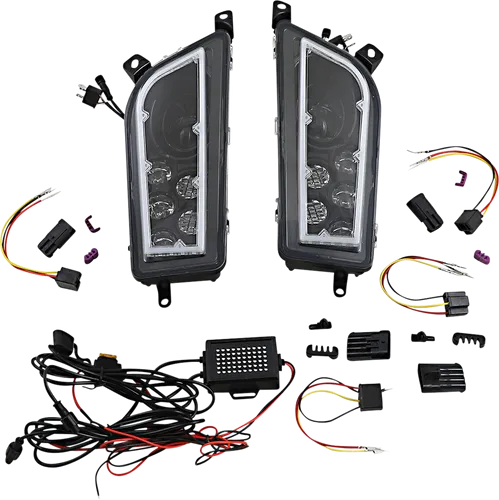 Moose Utility Chrome LED Headlights with Halo Left Right Pair