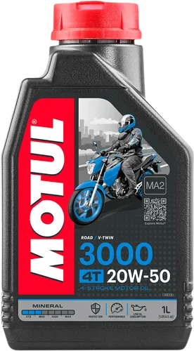 Motul 20W50 3000 Mineral 4T Engine Motor Oil 1 Quart Liter 4