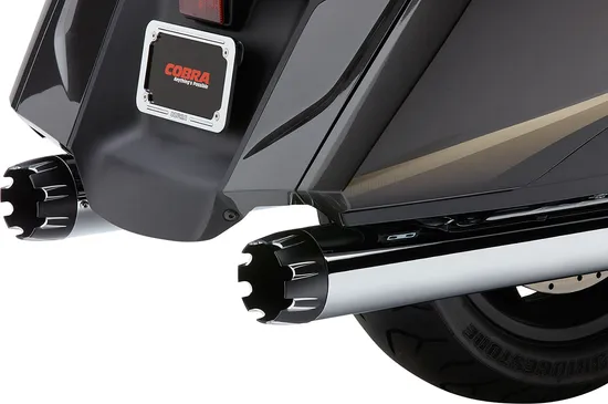 Cobra Chrome 4in Dual Cut Slip On Muffler