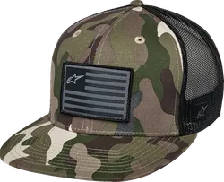 Alpinestars Adult Unisex Flag Flat Trucker Hat One Size Camo Green