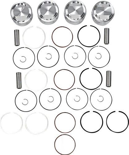 JE Piston Kit Rings Pins Round 2mm OB 72mm Bore 10.25:1