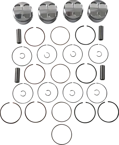 JE Piston Kit Rings Pins Round 2mm OB 72mm Bore 12:1