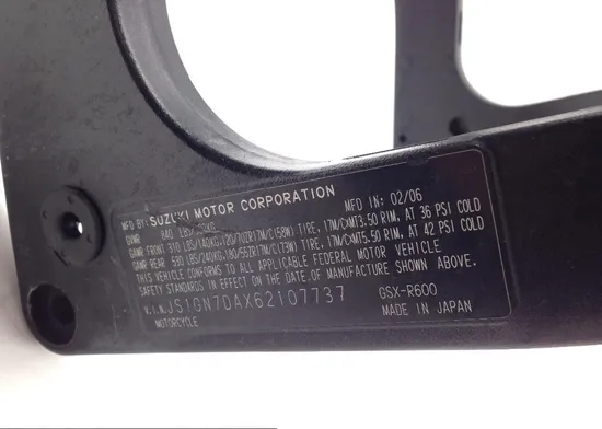 Main Frame Chassis 2006 Suzuki GSXR600 1605 x