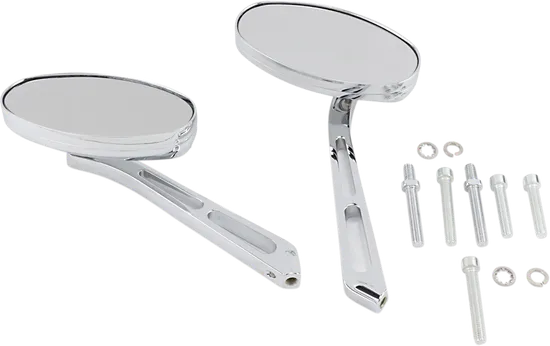 Kuryakyn Ellipse Side View Mirrors Flat Glass Chrome Pair