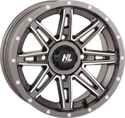 HL22 Front Rear Wheel Gun Metal Gray Machined 14x7 4/156 4+3 +10mm