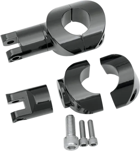 DS Black Aluminum Folding Clamp On Front Footpeg Mount Kit 1.5in Engine Guard