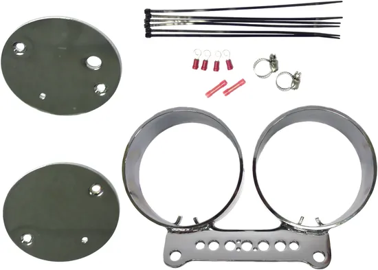 Harddrive Chrome Dual Speedo Tachometer Gauge Mount Bracket Kit