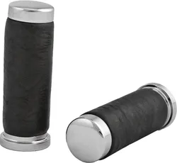 Harddrive Chrome Leather Grips wo Throttle Sleeve