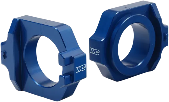 Works Blue Aluminum Elite Axle Block Pair 1