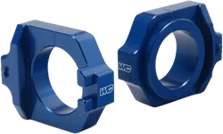 Works Blue Aluminum Elite Axle Block Pair