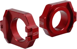 Works Red Aluminum Elite Axle Block Pair