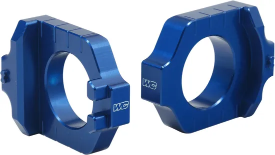 Works Connection Blue Aluminum Elite Axle Block Pair