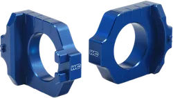 Works Connection Blue Aluminum Elite Axle Block Pair