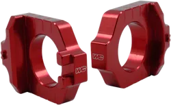 Works Red Aluminum Elite Axle Block Pair