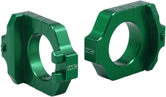 Works Green Aluminum Elite Axle Block Pair