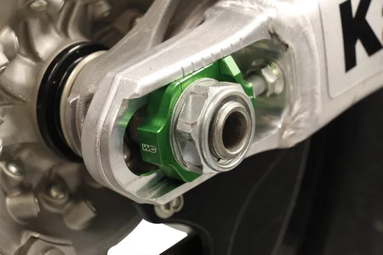 Works Green Aluminum Elite Axle Block Pair