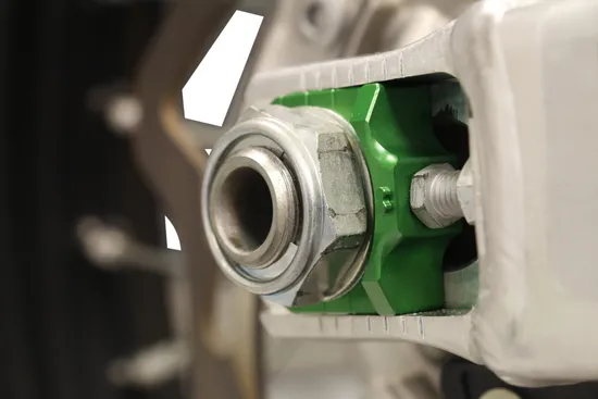 Works Green Aluminum Elite Axle Block Pair