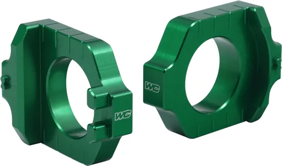Works Green Aluminum Elite Axle Block Pair