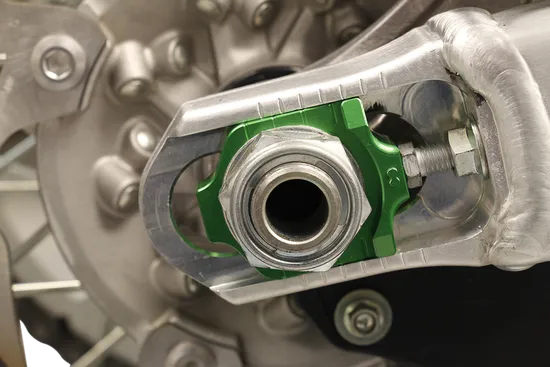 Works Green Aluminum Elite Axle Block Pair