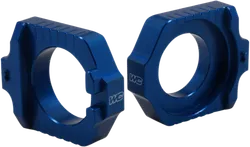 Works Blue Aluminum Elite Axle Block Pair