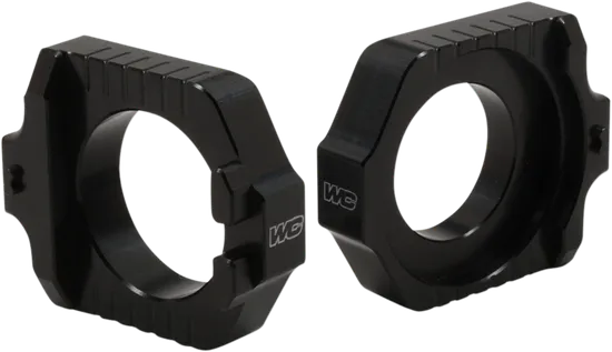 Works Black Aluminum Elite Axle Block Pair