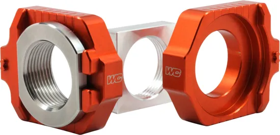 Works Orange Aluminum Elite Axle Block Pair