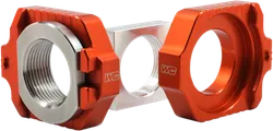 Works Orange Aluminum Elite Axle Block Pair