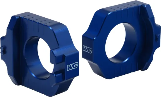 Works Blue Aluminum Elite Axle Block Pair