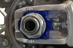 Works Blue Aluminum Elite Axle Block Pair