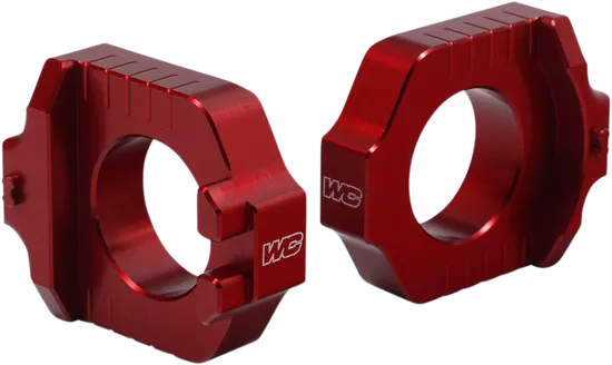 Works Red Aluminum Elite Axle Block Pair