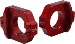 Works Red Aluminum Elite Axle Block Pair