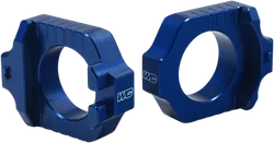 Works Blue Aluminum Elite Axle Block Pair