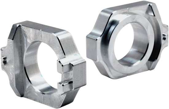 Works Silver Aluminum Elite Axle Block Pair