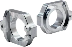 Works Silver Aluminum Elite Axle Block Pair