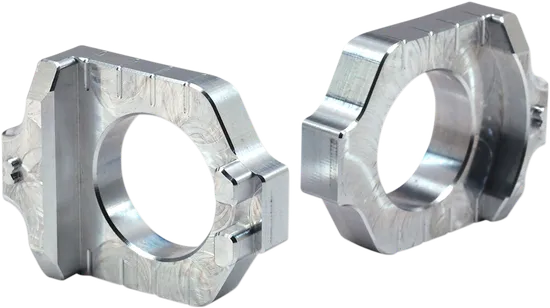 Works Silver Aluminum Elite Axle Block Pair