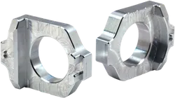 Works Silver Aluminum Elite Axle Block Pair