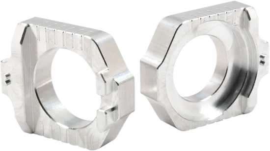 Works Silver Aluminum Elite Axle Block Pair