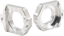 Works Silver Aluminum Elite Axle Block Pair