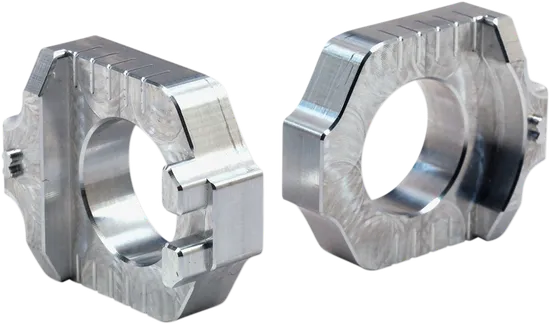 Works Silver Aluminum Elite Axle Block Pair