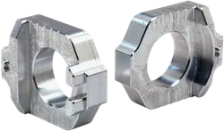 Works Silver Aluminum Elite Axle Block Pair