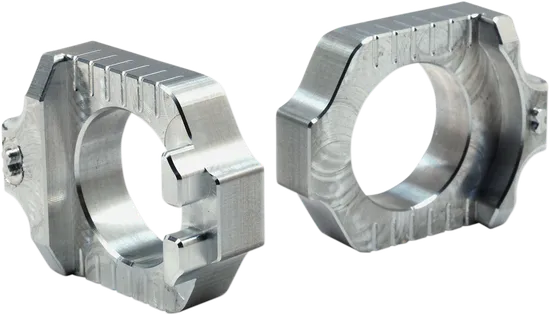 Works Silver Aluminum Elite Axle Block Pair
