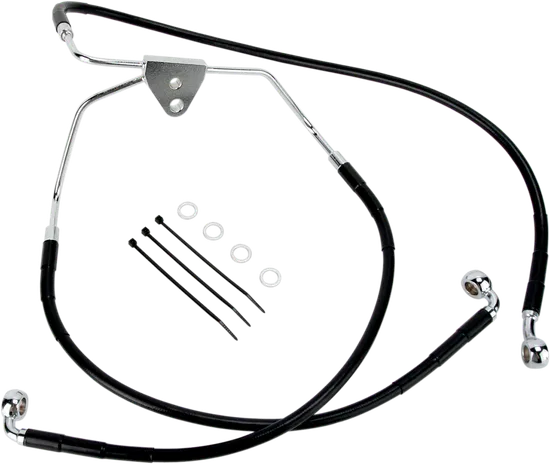 DS Black Vinyl Stainless Steel Front Brake Line wo ABS