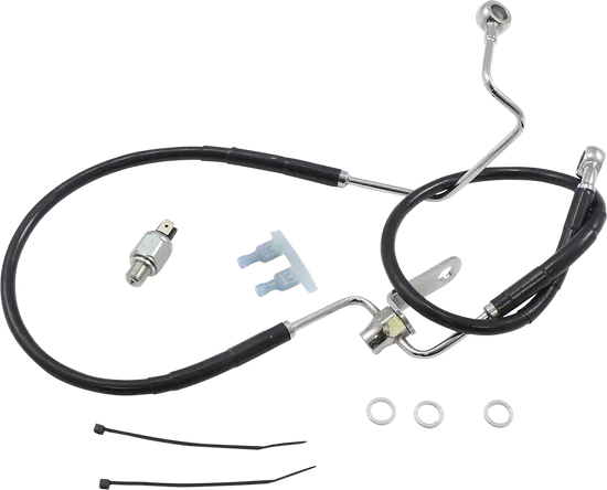 DS Black Oversized +3 Vinyl Stainless Steel Rear Brake Line w ABS 2