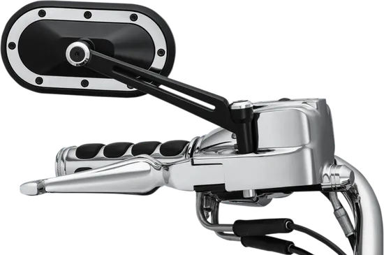 Kuryakyn Heavy Industry Side Mirrors Black w Chr Accent Pair