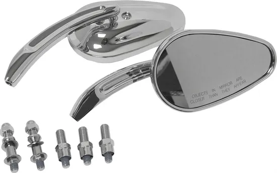 Harddrive Chrome Tapered Side Mirror Pair