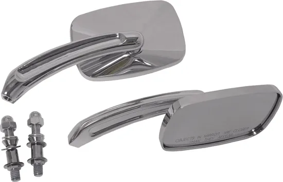 Harddrive Chrome Rectangle Side Mirror Pair
